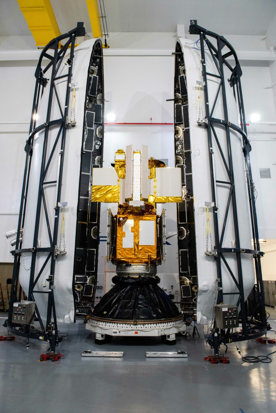 Water-Tracking SWOT Satellite Encapsulated in Rocket Payload Fairing