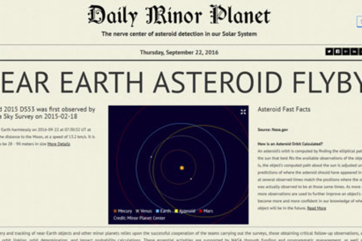 Daily Minor Planet Volunteers Spot an Asteroid Passing Close to Earth