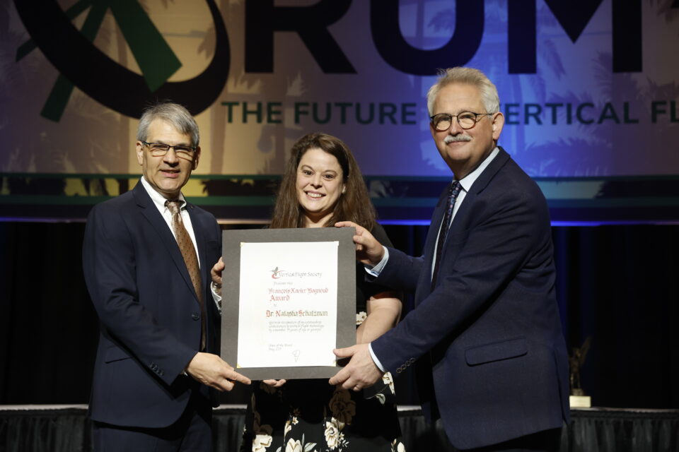 Dr. Natasha Schatzman Receives the Vertical Flight Society (VFS) 2023 Francois-Xavier Bagnoud Award 