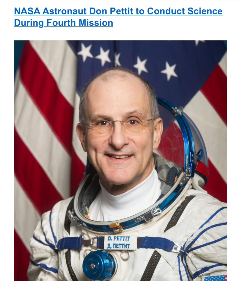 NASA Astronaut Don Pettit to Conduct Science During Fourth Mission