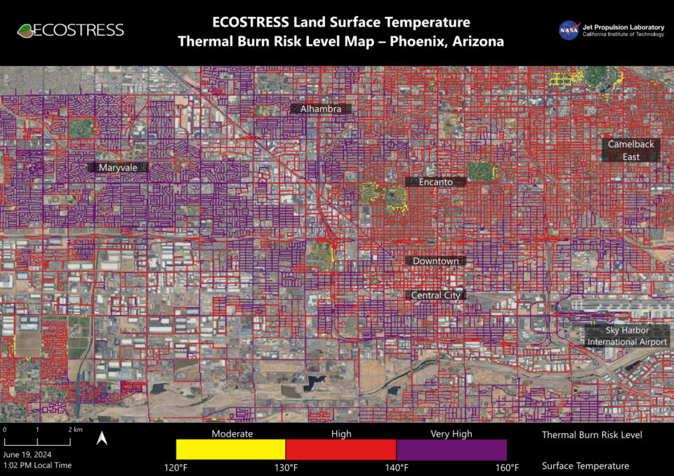 NASA’s ECOSTRESS Maps Burn Risk Across Phoenix Streets